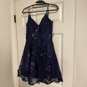 WORN ONCE! Blue fluffy short dress!